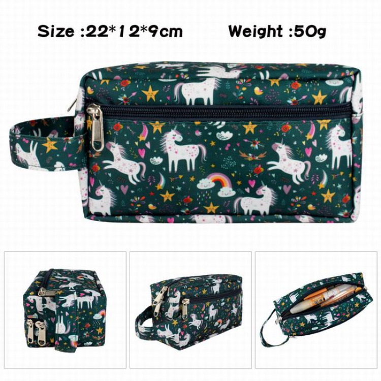 Unicorn-2 Full color waterproof canvas multi-function large capacity pencil case cosmetic bag