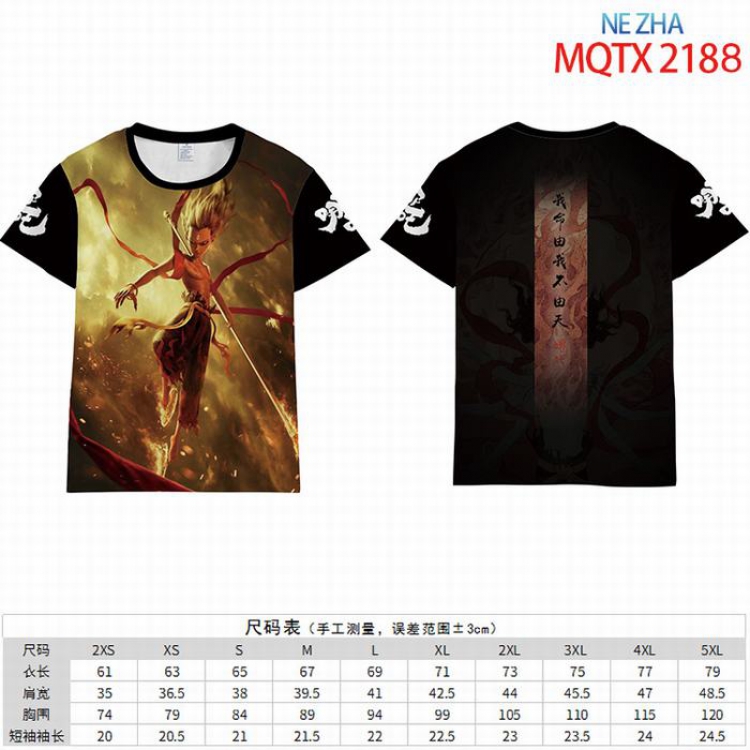 NE ZHA Full color short sleeve t-shirt 10 sizes from 2XS to 5XL MQTX-2188