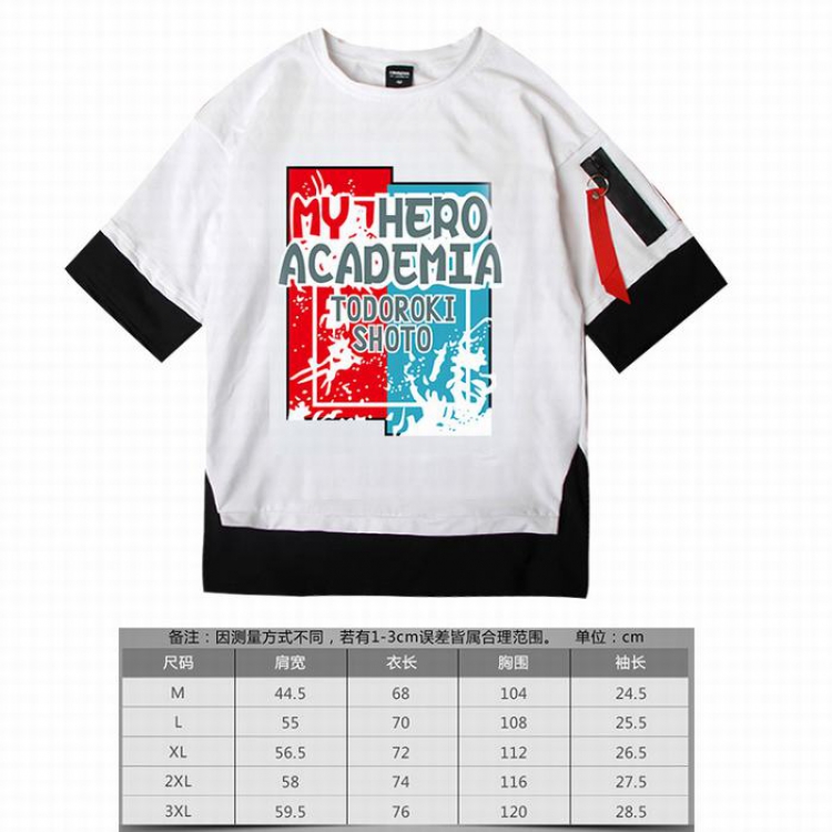 My Hero Academia Loose cotton fake two short sleeves-07 white t-shirt 5 sizes from M to 3XL
