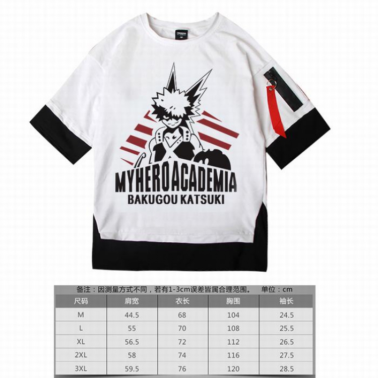 My Hero Academia Loose cotton fake two short sleeves-11 white t-shirt 5 sizes from M to 3XL