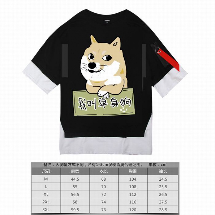 Kabosu Damn Single Siberian Husky black Loose cotton trend short sleeve t-shirt 5 sizes from M to 3XL