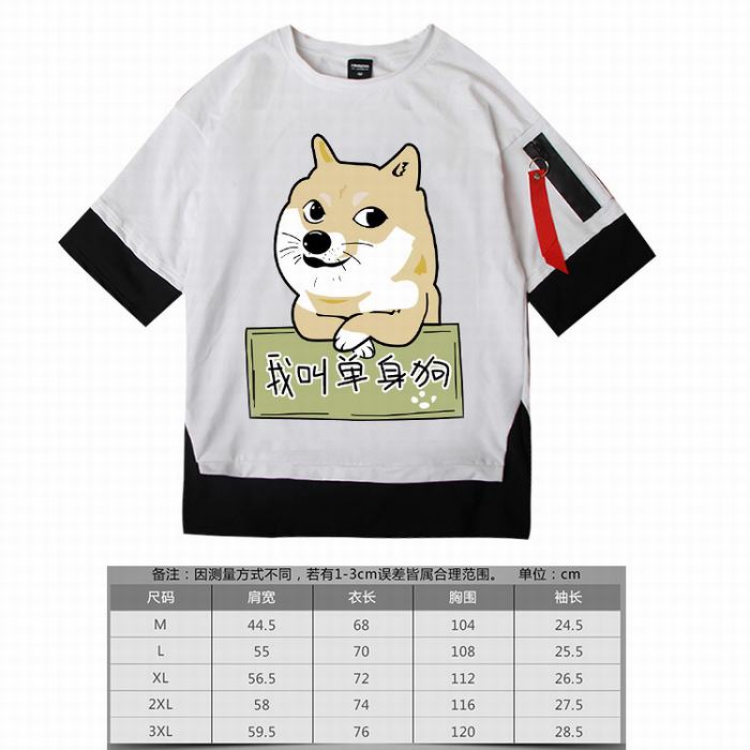 Kabosu Shiba Inu white Loose cotton trend short sleeve t-shirt 5 sizes from M to 3XL