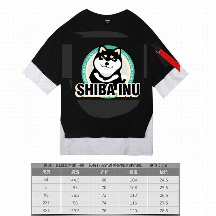Kabosu Siberian Husky black Loose cotton trend short sleeve t-shirt 5 sizes from M to 3XL