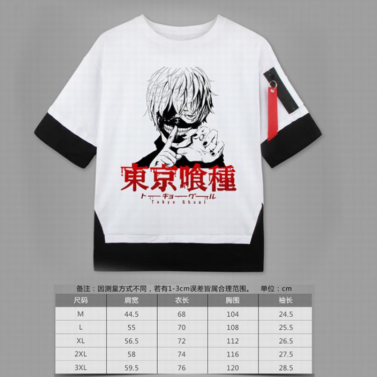 Tokyo Ghoul  Loose cotton fake two short sleeves t-shirt 5 sizes from M to 3XL white-12