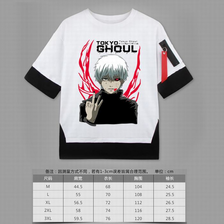 Tokyo Ghoul  Loose cotton fake two short sleeves t-shirt 5 sizes from M to 3XL white-15