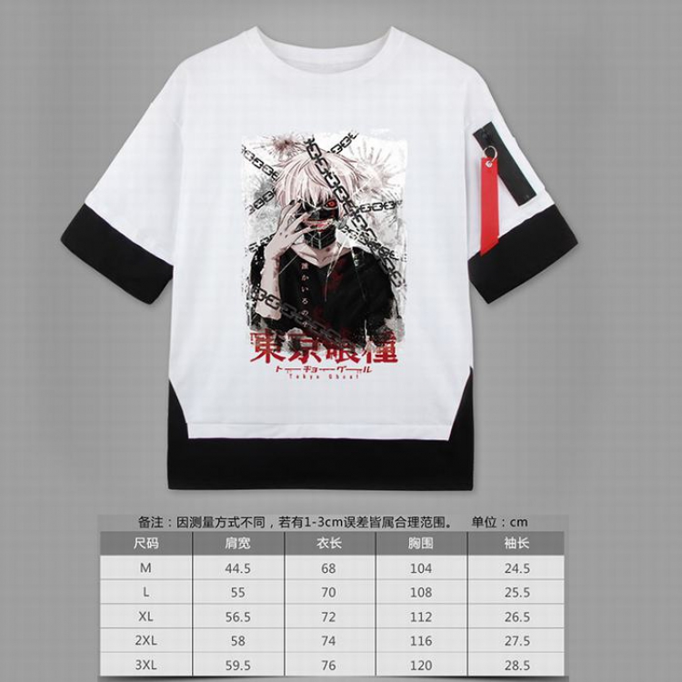 Tokyo Ghoul  Loose cotton fake two short sleeves t-shirt 5 sizes from M to 3XL white-13