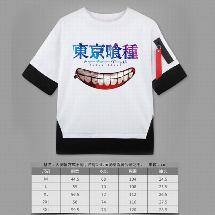 Tokyo Ghoul  Loose cotton fake two short sleeves t-shirt 5 sizes from M to 3XL white-16