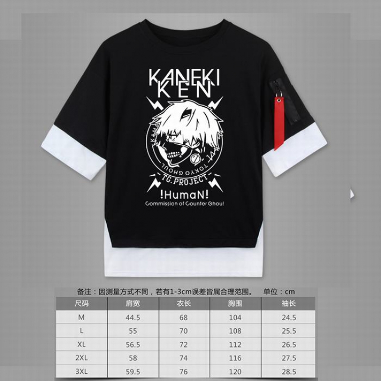 Tokyo Ghoul Loose cotton fake two short sleeves t-shirt 5 sizes from M to 3XL black-04