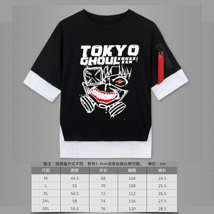 Tokyo Ghoul Loose cotton fake two short sleeves t-shirt 5 sizes from M to 3XL black-05