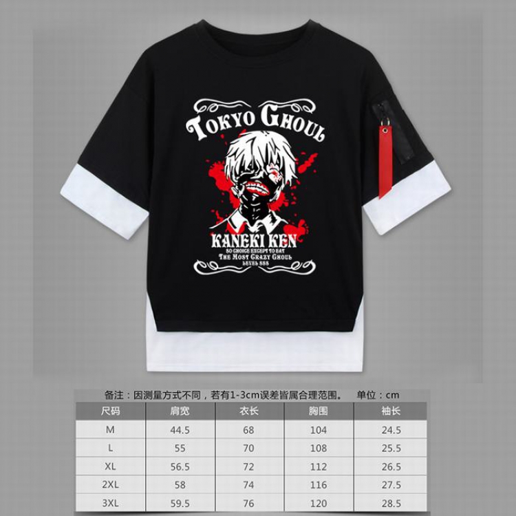 Tokyo Ghoul Loose cotton fake two short sleeves t-shirt 5 sizes from M to 3XL black-08