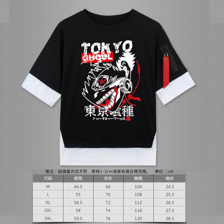 Tokyo Ghoul Loose cotton fake two short sleeves t-shirt 5 sizes from M to 3XL black-06