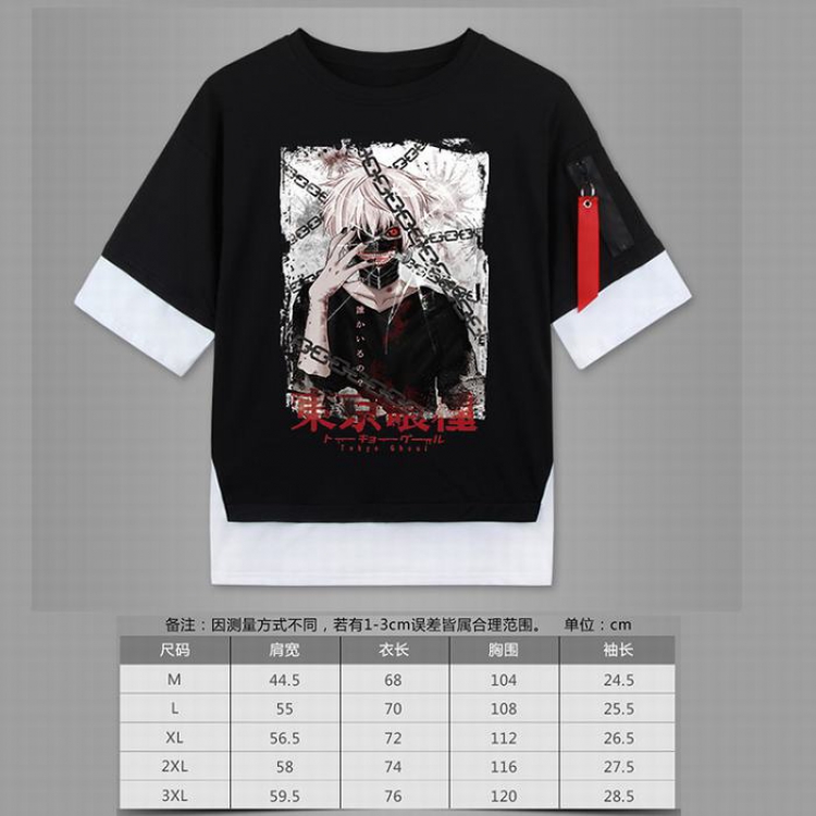 Tokyo Ghoul Loose cotton fake two short sleeves t-shirt 5 sizes from M to 3XL black-07