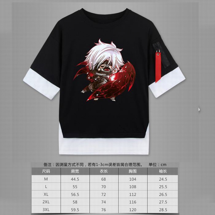 Tokyo Ghoul Loose cotton fake two short sleeves t-shirt 5 sizes from M to 3XL black-09
