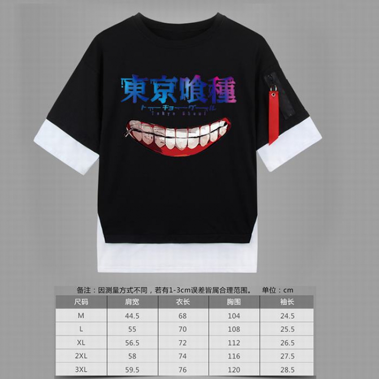 Tokyo Ghoul Loose cotton fake two short sleeves t-shirt 5 sizes from M to 3XL black-10