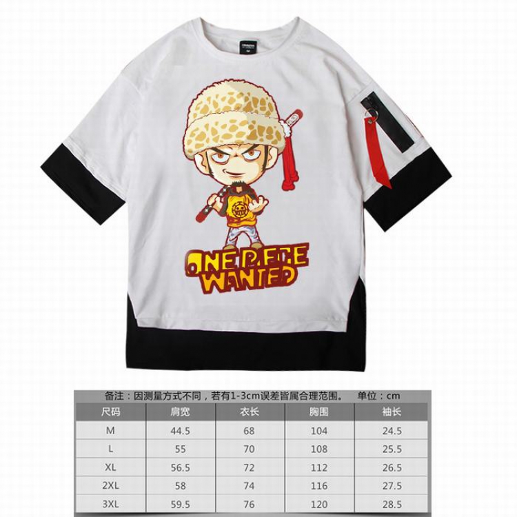 One Piece  Law-3 white Loose cotton fake two short sleeves t-shirt 5 sizes from M to 3XL