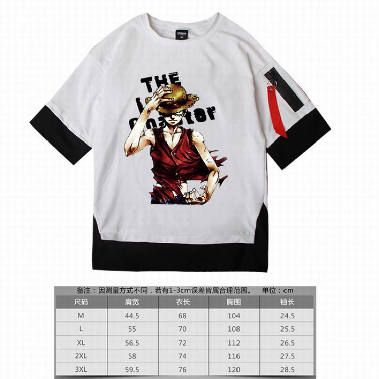 One Piece  Luffy white Loose cotton fake two short sleeves t-shirt 5 sizes from M to 3XL