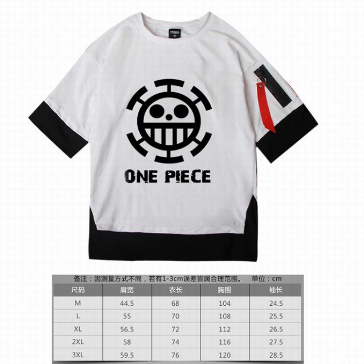 One Piece  Law white Loose cotton fake two short sleeves t-shirt 5 sizes from M to 3XL