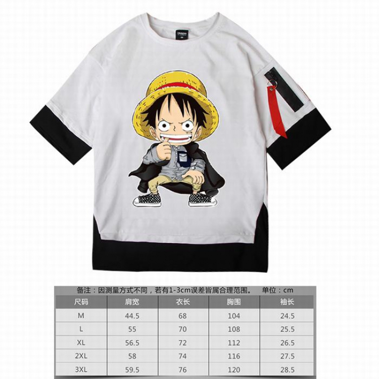One Piece  Luffy-3 white Loose cotton fake two short sleeves t-shirt 5 sizes from M to 3XL
