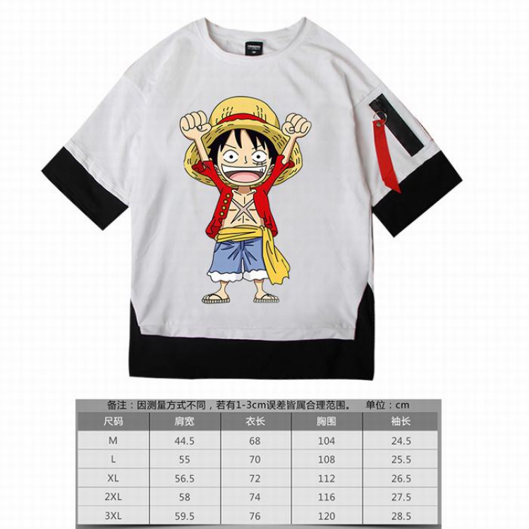 One Piece  Luffy-6 white Loose cotton fake two short sleeves t-shirt 5 sizes from M to 3XL