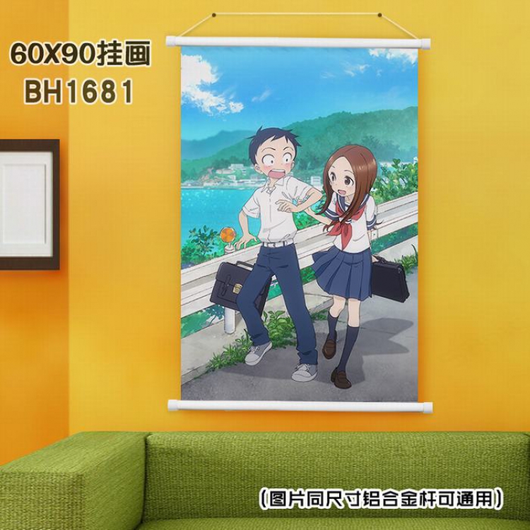 Takagi san who is good at teasing White Plastic rod Cloth painting Wall Scroll 40X60CM BH-1681