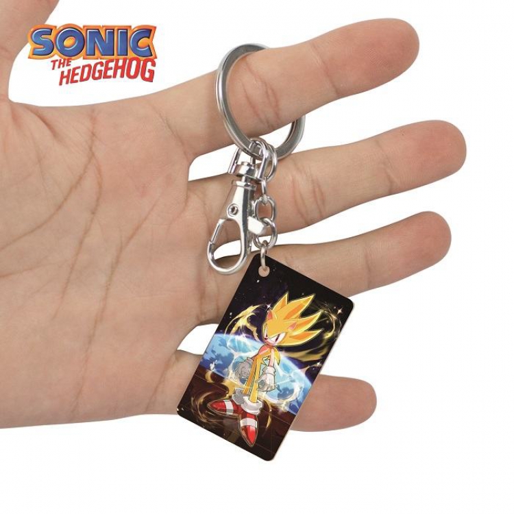 Sonic The Heogehog-10 Anime Acrylic Color Map Keychain Pendant