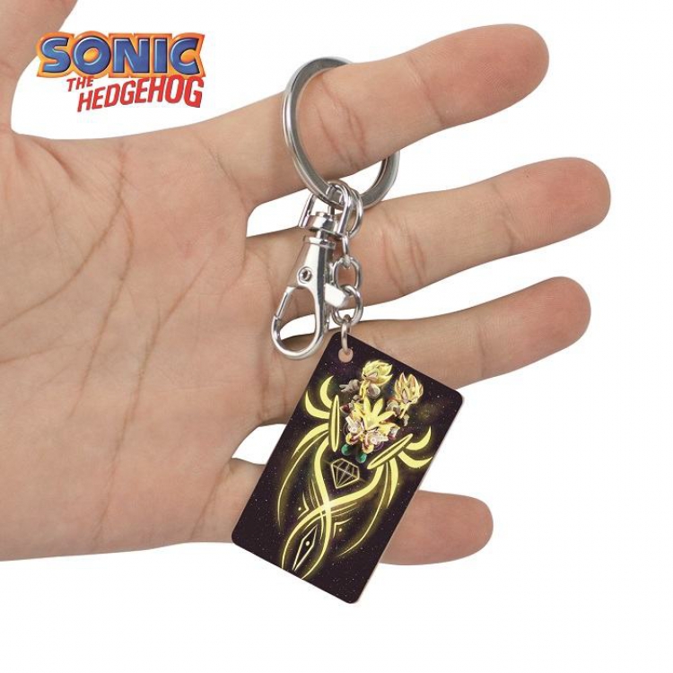 Sonic The Heogehog-5 Anime Acrylic Color Map Keychain Pendant