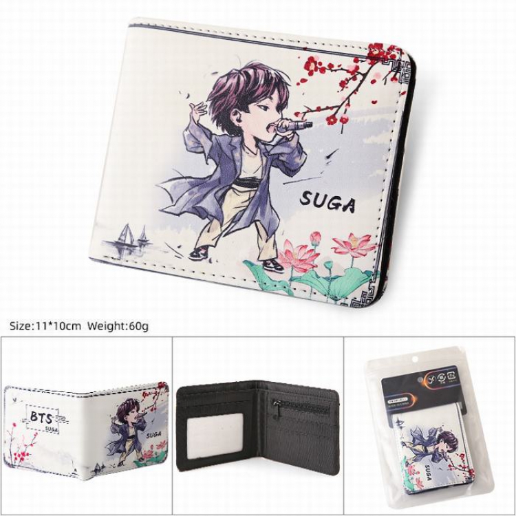 BTS  SUGA PU Twill two fold short wallet wallet 11X10CM