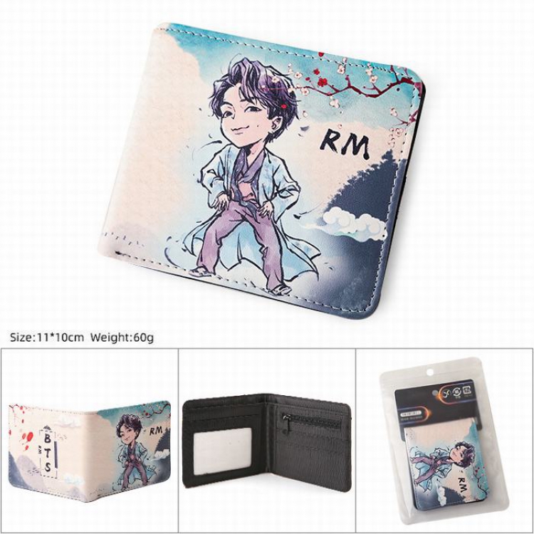 BTS RM PU Twill two fold short wallet wallet 11X10CM