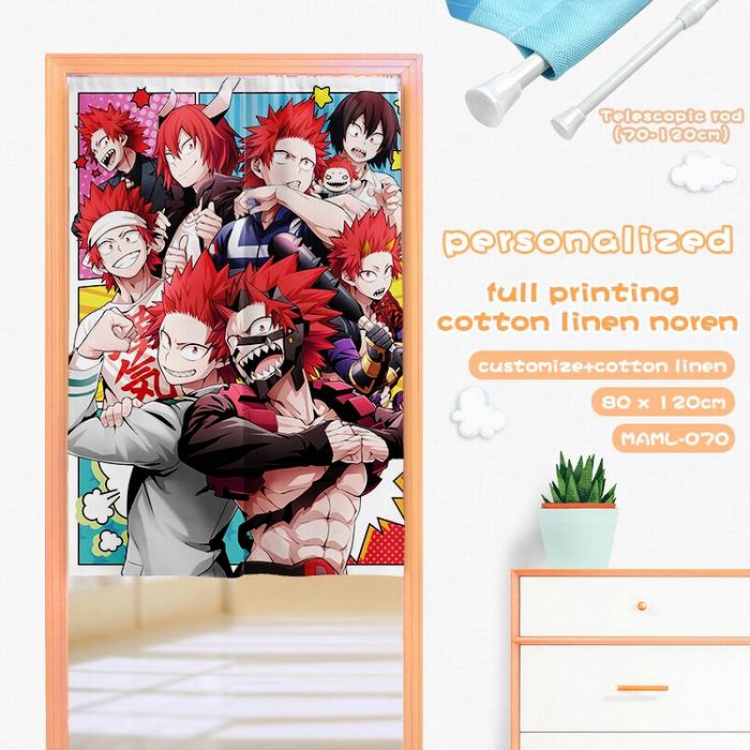 My Hero Academia cotton and linen color printing curtain Adjustable telescopic rod 80X120CM MAML070