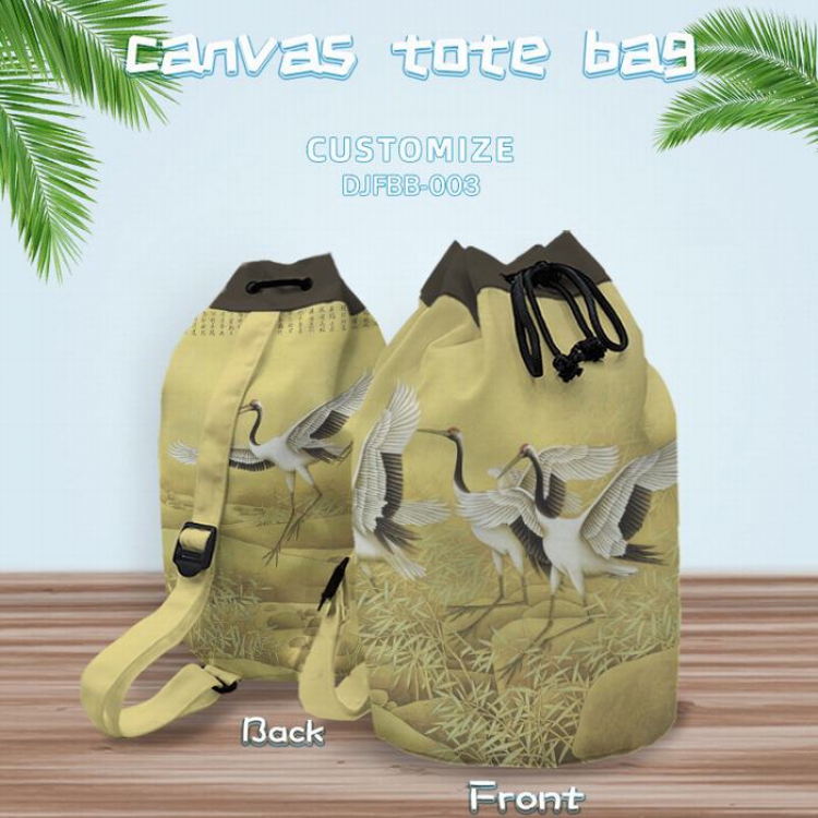 DJFBB003-Tsuru Personal shoulder canvas bag 40X25CM(Can be customized for a single model)