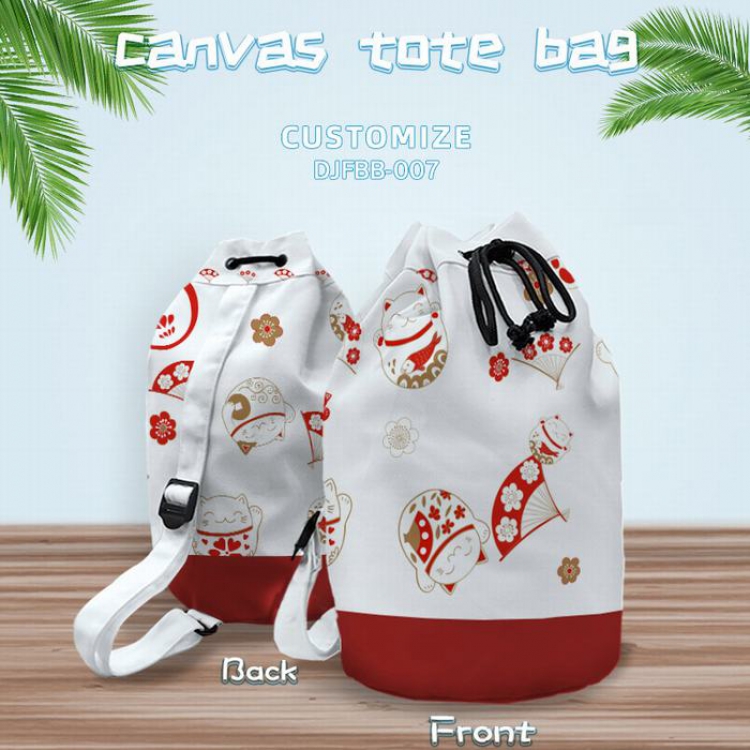 DJFBB007-Lucky Cat Personal shoulder canvas bag 40X25CM(Can be customized for a single model)