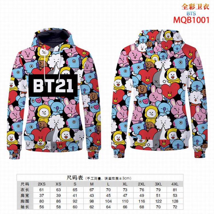 BTS Full Color Long sleeve Patch pocket Sweatshirt Hoodie 9 sizes from XXS to XXXXL MQB1001