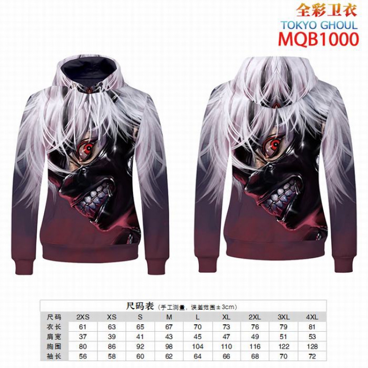 Tokyo Ghoul Full Color Long sleeve Patch pocket Sweatshirt Hoodie 9 sizes from XXS to XXXXL MQB1000