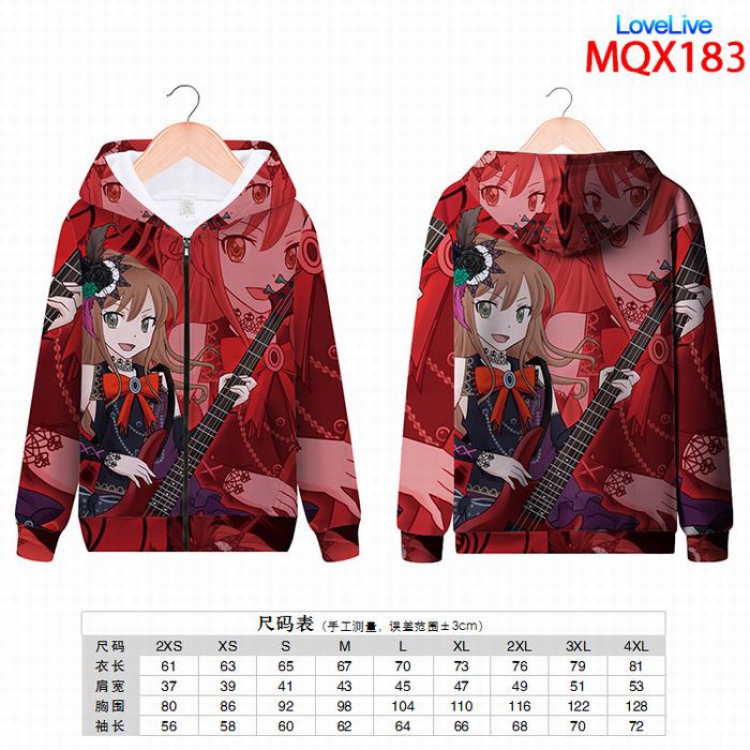 LoveLive!  Full color zipper hooded Patch pocket Coat Hoodie 9 sizes from XXS to 4XL MQX183