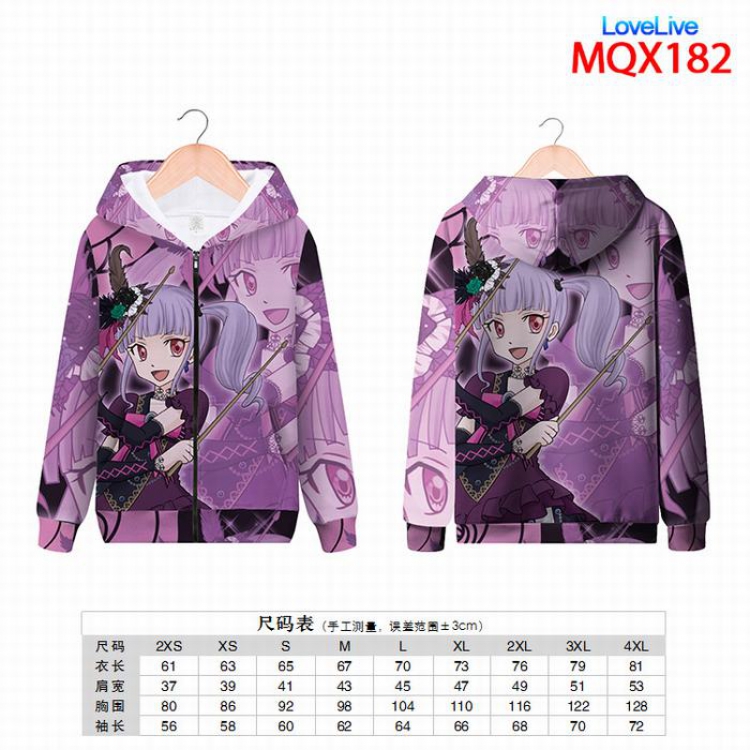 LoveLive!  Full color zipper hooded Patch pocket Coat Hoodie 9 sizes from XXS to 4XL MQX182