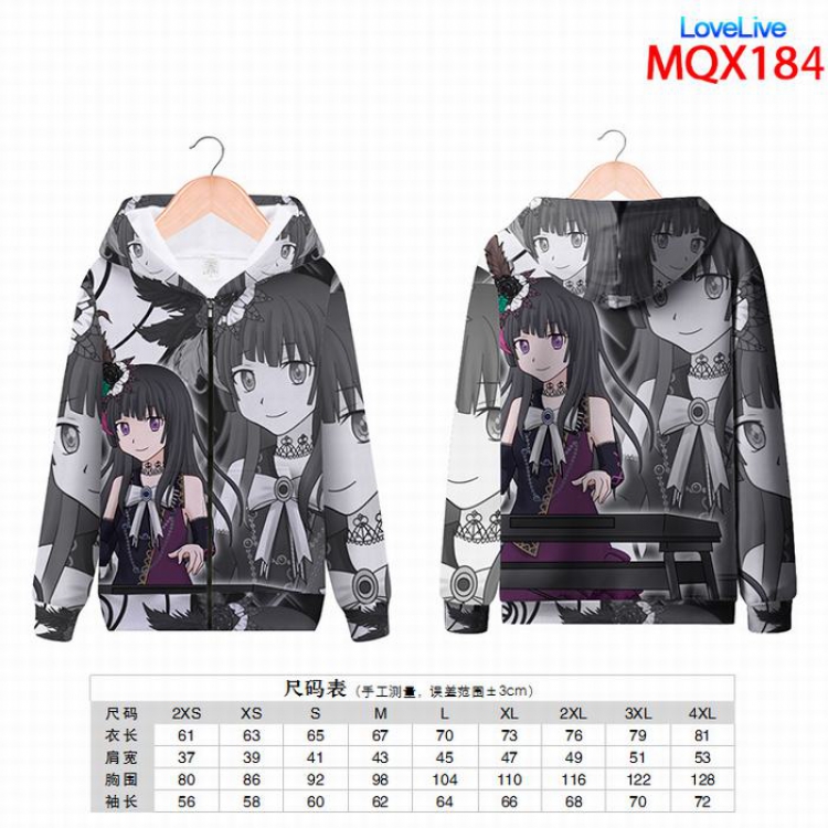 LoveLive! Full color zipper hooded Patch pocket Coat Hoodie 9 sizes from XXS to 4XL MQX184