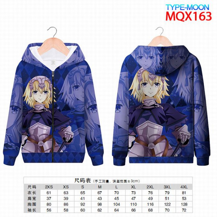 Fate stay night Full color zipper hooded Patch pocket Coat Hoodie 9 sizes from XXS to 4XL MQX163