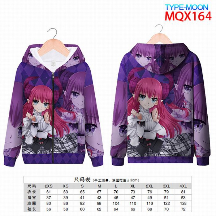 Fate stay night  Full color zipper hooded Patch pocket Coat Hoodie 9 sizes from XXS to 4XL MQX164