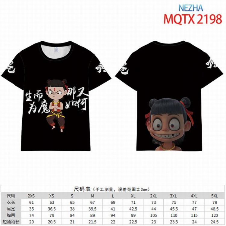 Nezha Full color short sleeve t-shirt 10 sizes from 2XS to 5XL MQTX-2198