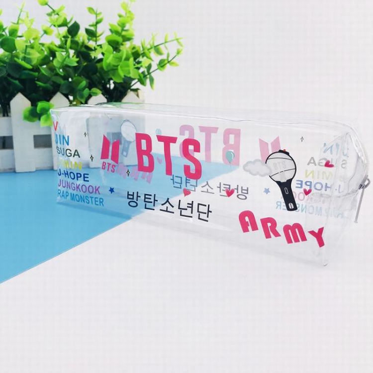 BTS Around the star Long transparent pencil case OPP Bag independent packaging18X6.5X5.5CM 32G price for 5 pcs