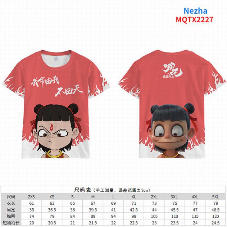 Nezha Full color short sleeve t-shirt 10 sizes from 2XS to 5XL MQTX-2227