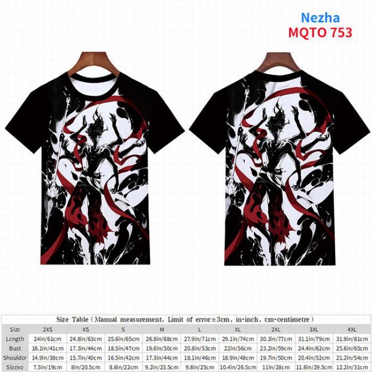 Nezha full color short sleeve t-shirt 9 sizes from 2XS to 4XL MQTO-753