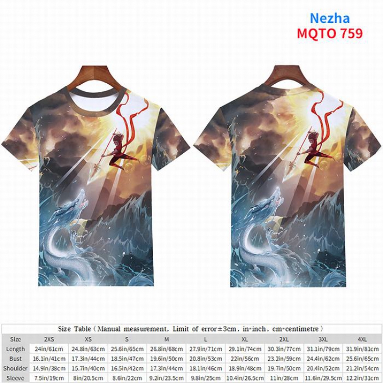 Nezha full color short sleeve t-shirt 9 sizes from 2XS to 4XL MQTO-759