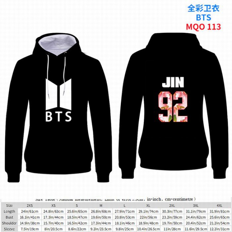 BTS  Full Color Patch pocket Sweatshirt Hoodie EUR SIZE 9 sizes from XXS to XXXXL MQO113