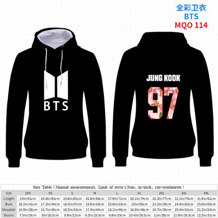 BTS  Full Color Patch pocket Sweatshirt Hoodie EUR SIZE 9 sizes from XXS to XXXXL MQO114