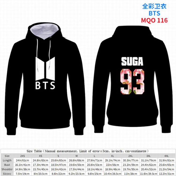 BTS  Full Color Patch pocket Sweatshirt Hoodie EUR SIZE 9 sizes from XXS to XXXXL MQO116