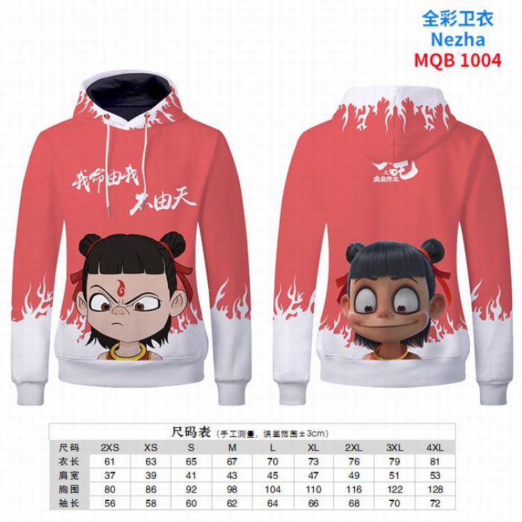 Nezha Full Color Long sleeve Patch pocket Sweatshirt Hoodie 9 sizes from XXS to XXXXL MQB1004