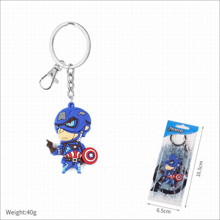 The avengers allianc Captain America Double-sided soft keychain pendant price for 5 pcs