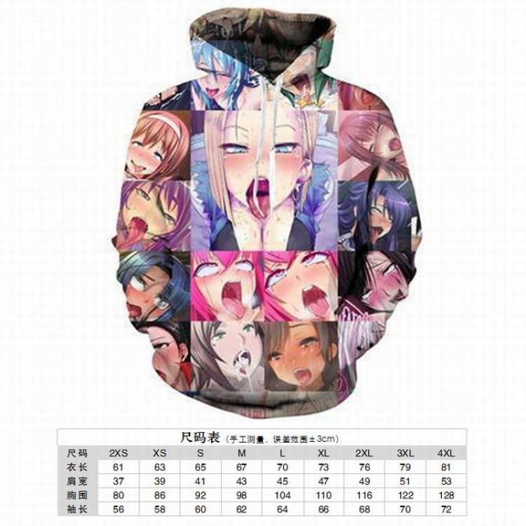 Ahegao color Hooded pullover sweater 2XS XS S M L XL 2XL 3XL 4XL price for 2 pcs preorder 3 days