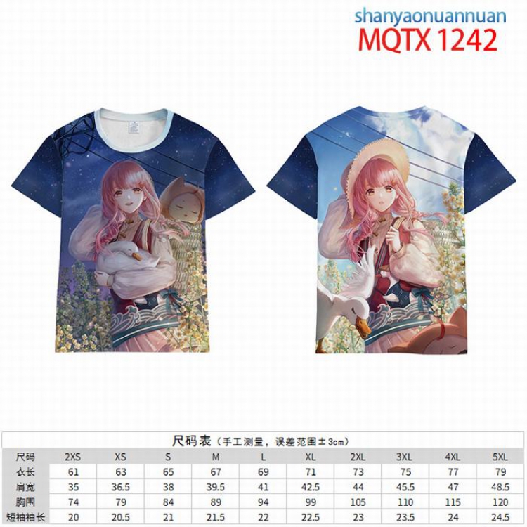Shanyaonuannuan Full color short sleeve t-shirt 10 sizes from 2XS to 5XL MQTX-1242